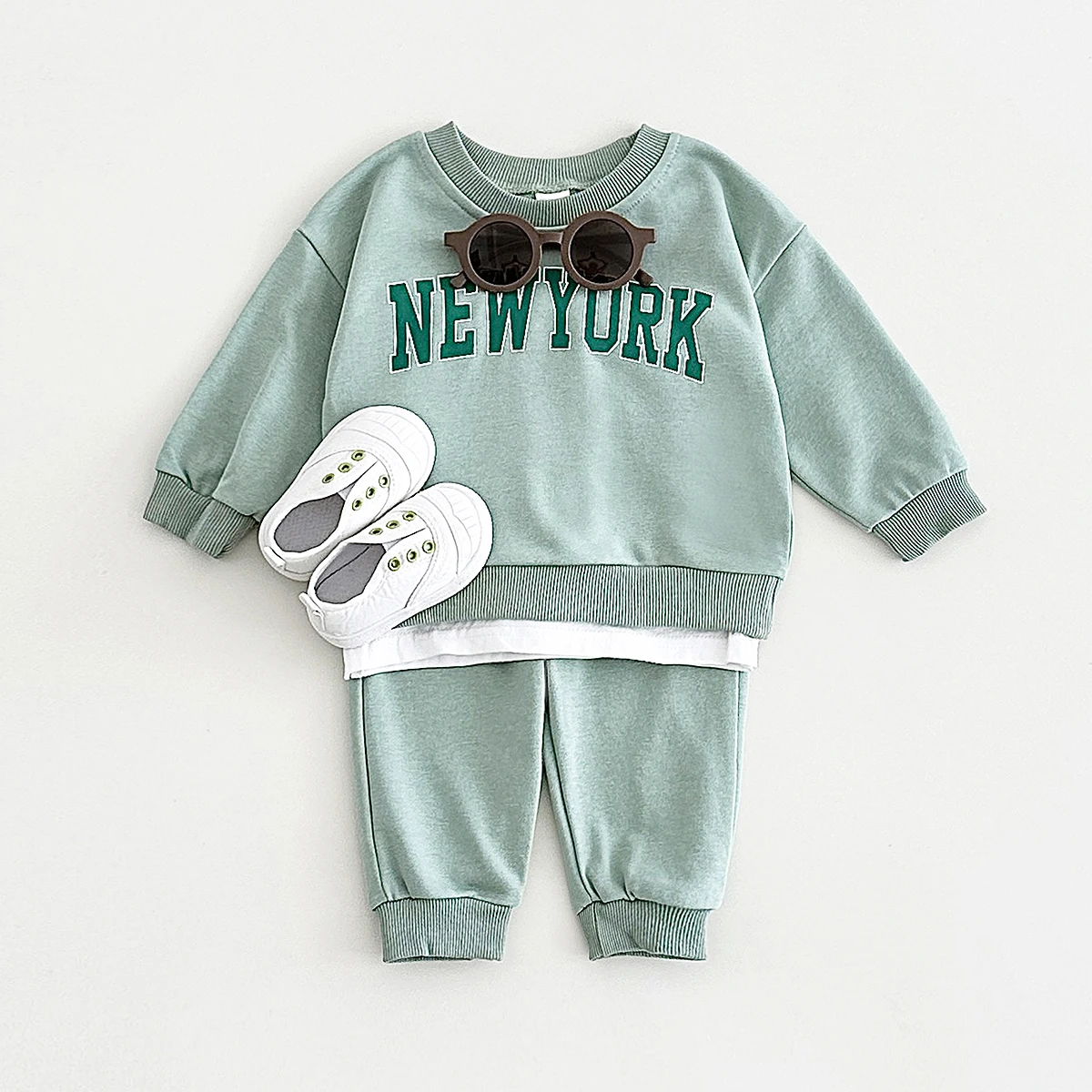 2024 New York Infant Baby Outfit Spring Autumn Printed Long Sleeved Top Pants Two-piece Set Babies Aged 0-3 kids Boys Girls