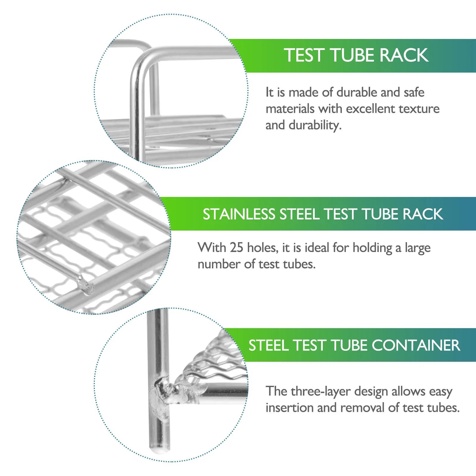 1pc Stainless Steel Test Tube Rack 25 Holes Three-Tier Lab Stand For Laboratory Scientific Research Industrial Mining Colleges view 6