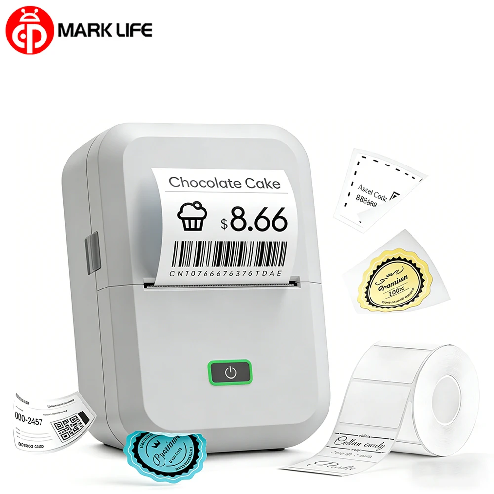 

Marklif X2 Portable Thermal Printer Adhesive Label Printer Mobile Wireless Bluetooth For Home DIY Barcode Tag or 2PK Label Tapes