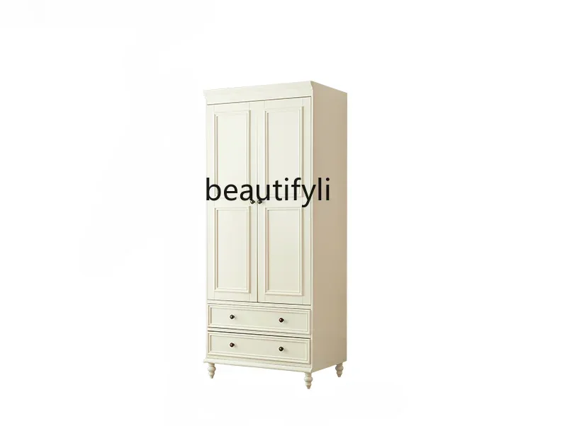 

American-Style Solid Wood Modern Simple Home Bedroom Clothes Cabinet Economical White Storage Organizer Wardrobe