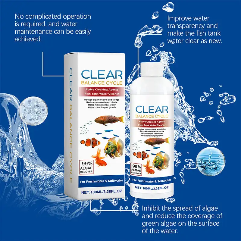 Fish Tank Water Powerful Cleaner 100ml Fish Tank Water Clarifying Agent For Cleaning Stains/Sludge /Controlling Algae Growth