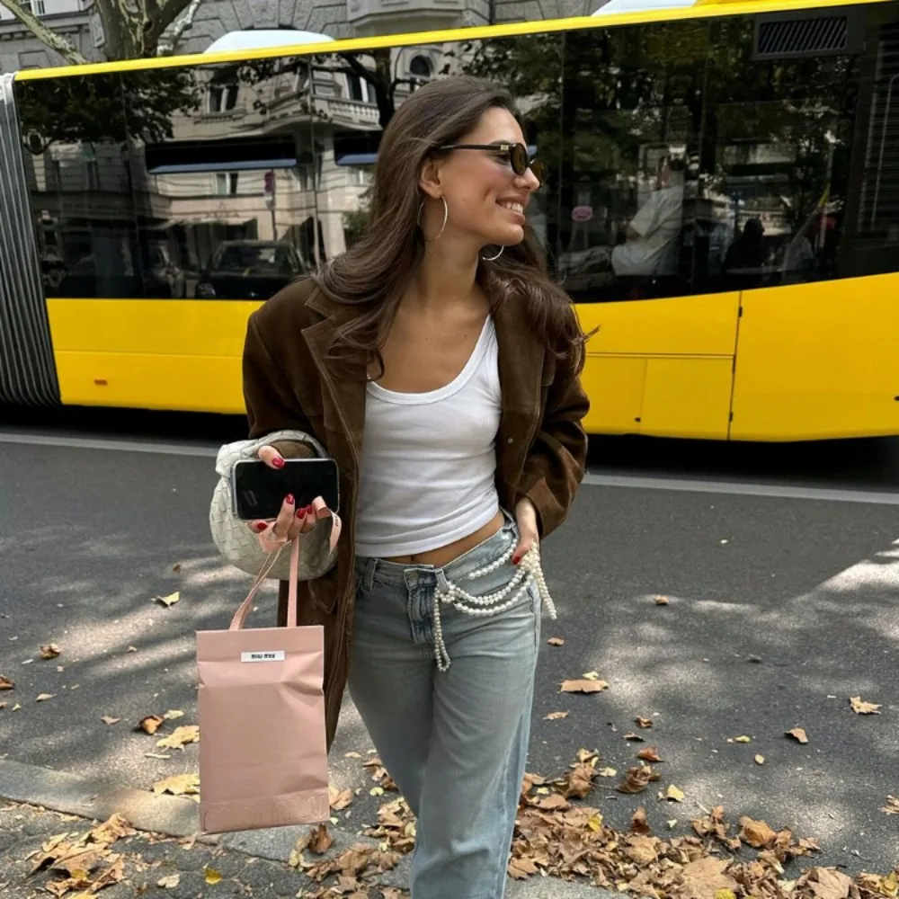 Chic Brown Suede Jacket For Women Elegant Lapel Long Sleeve Single Breasted Pockets Coats Autumn Office Lady Commuting Outwear