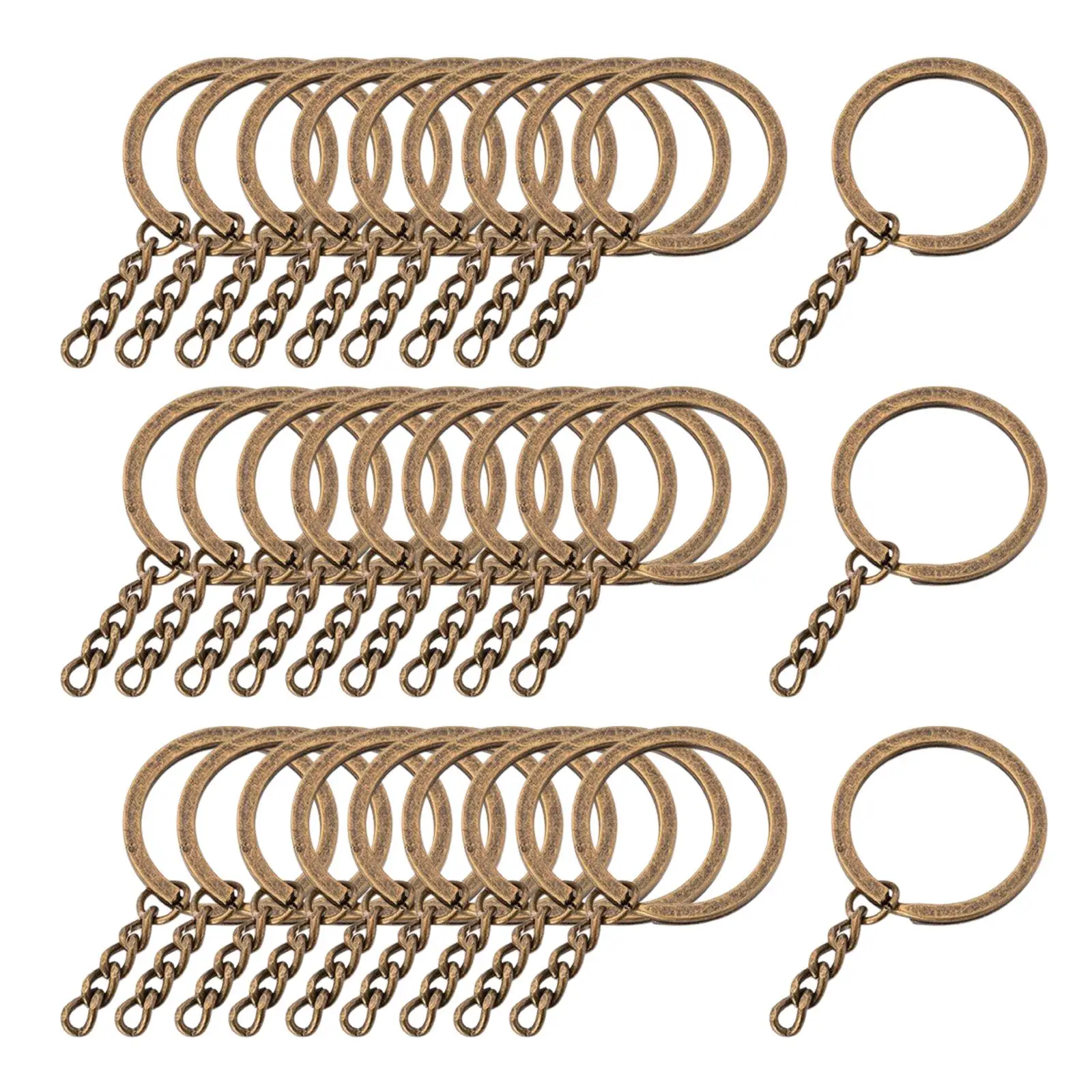 30pcs/set Keyring Key Rings Key Chains Findings Split Rings 4 Link