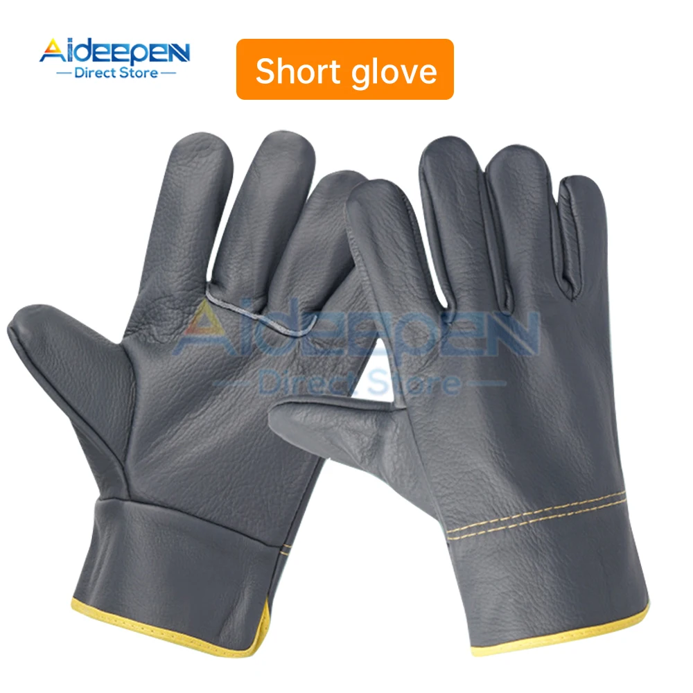 Cowhide Leather Work Gloves Stretchable Wrist Tough Cowhide Working Glove Resistant Knit Wrist Canvas Backing Safety Supplies