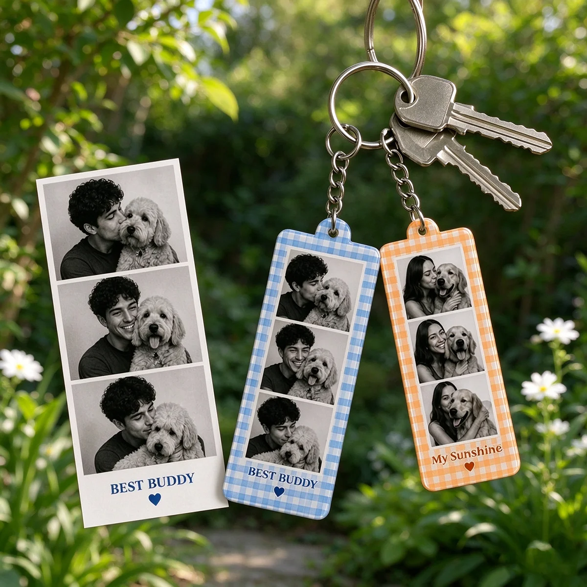 1PC Custom Photo Strip Keychain, Personalized Film Photo Acrylic Keychain, Couple Gift, Anniversary or Valentine's Day Gift (for