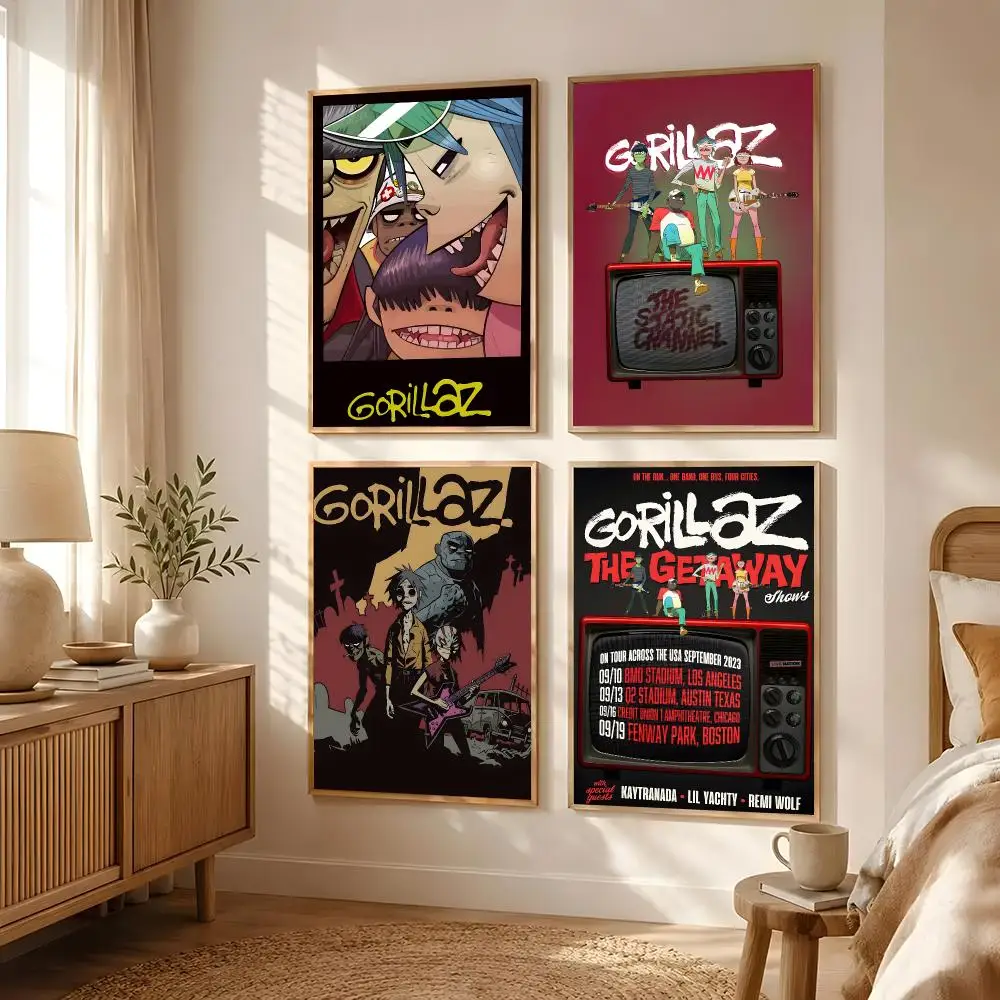 Band G-Gorillaz Music Poster Poster All-match HD Waterproof Self-Adhesive Wall Art Sticker For Home Bedroom