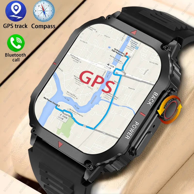 Montre intelligente de sport GPS militaire pour homme, montre intelligente étanche IP68, appel Bluetooth, extérieur, Xiaomi, Android, IOS, 1.95\