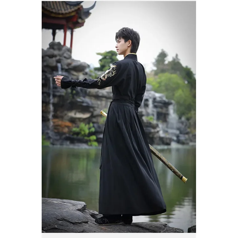 فستان هانفو الصيني التقليدي رجل سلالة هان زي المبارز القديم الملابس الذكور كيمونو تانغ دعوى هالوين تأثيري هانفو