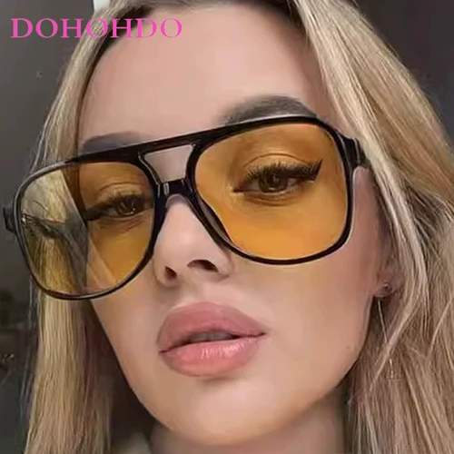 Imagen 1 del producto Gafas de sol clásicas de doble puente de gran tamaño para piloto al aire libre para mujer, gafas de sol de marca de diseñador de lujo para hombre, gafas de sol para conducir y viajar UV400