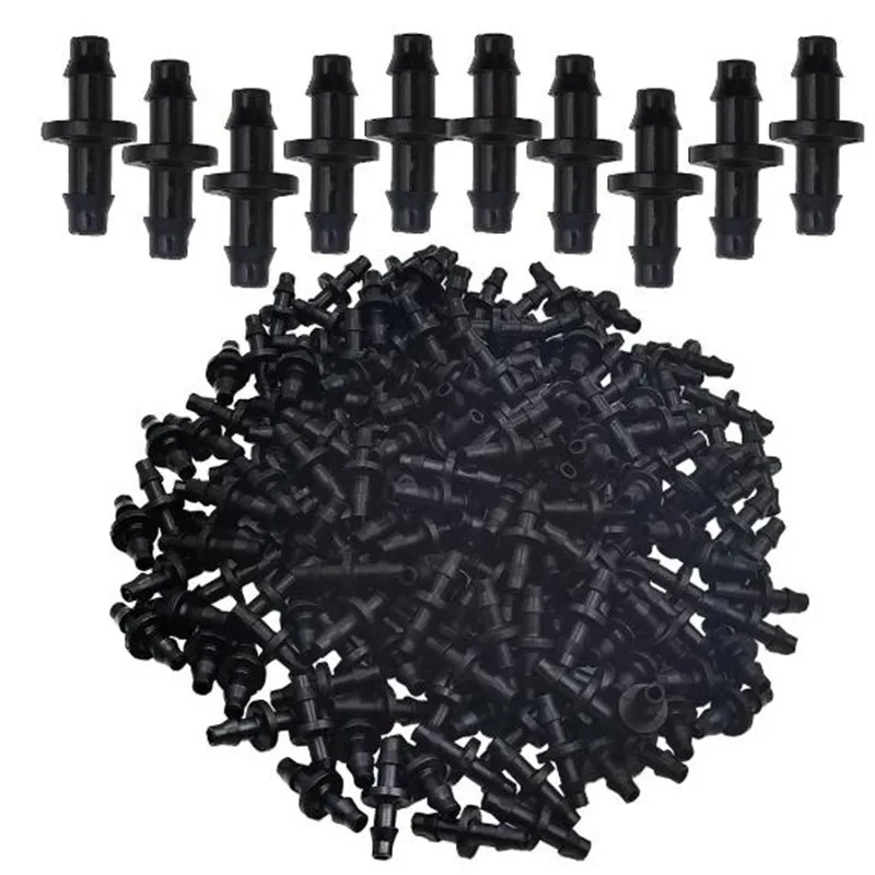 100pcs 1/4'' Barbed Coupling Tee Connector for 4/7mm Hose Tubing Micro Flow Drip Irrigation Watering Straight Fittings