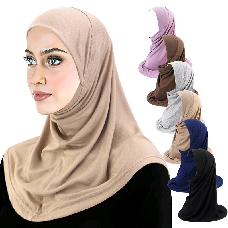 

2PCS/LOT Muslim Modal Hijab Rayon Cotton Shawls For Women Islamic Turban Headband Very Soft Muslim Head Scarfs