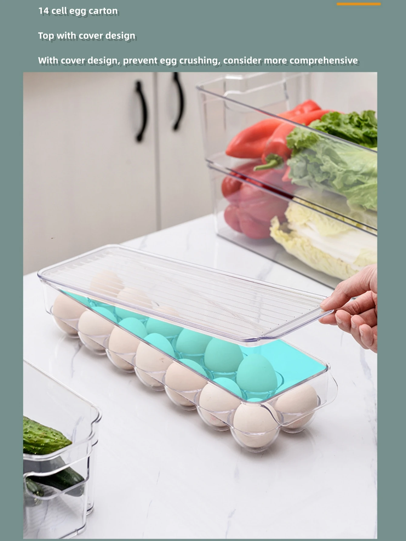 

Transparent Acrylic 14 Grid Egg Box Stackable Refrigerator Storage Box Kitchen Storage Box With Lid Egg Box