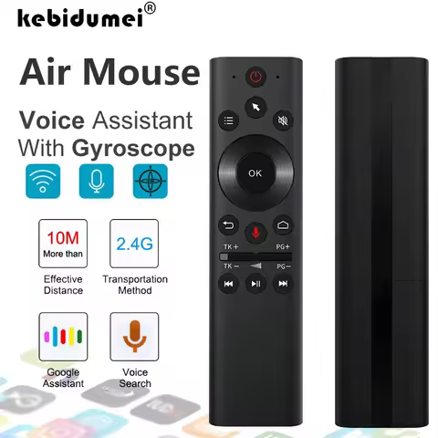 Voice Remote Control 2.4G Bluetooth Wireless Air Mouse Microphone Gyroscope IR Learning for Android TV Box PC