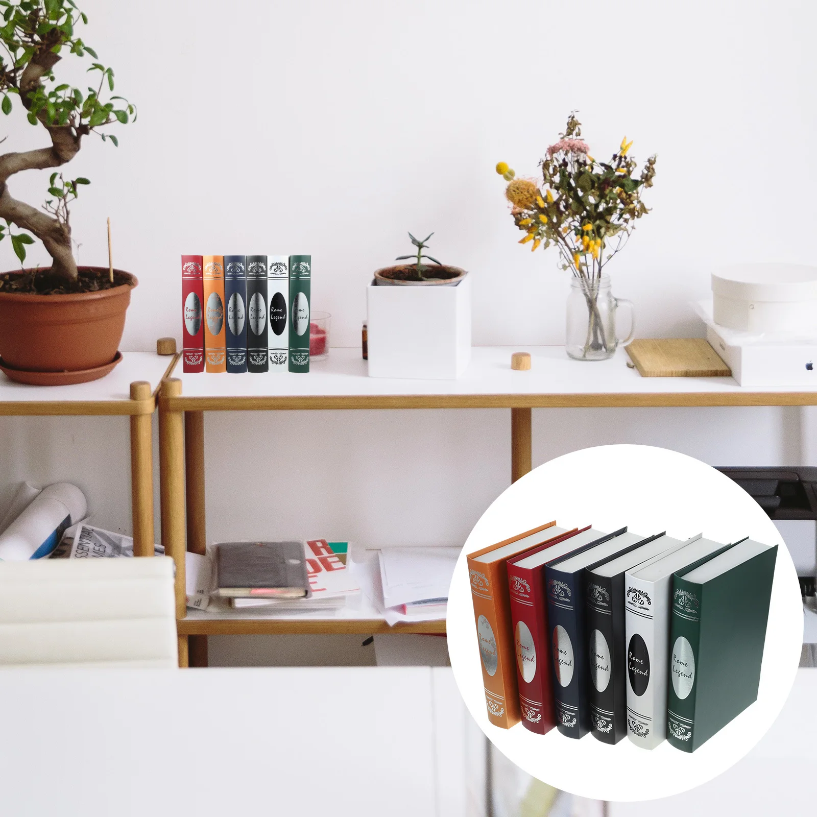

6Pcs Simulation Book Decor Faux Home Office Shelf Desktop Photo Prop Gift Fake Book Display Prop Desktop Decor