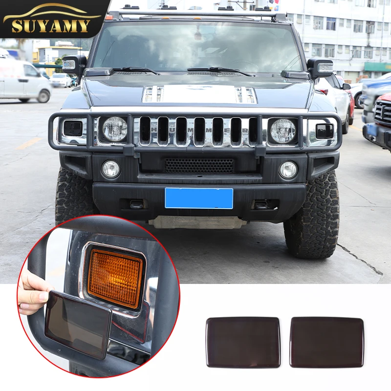 

For Hummer H2 2003-2009 Smoked Black Car Front Turn Signal Light Cover Shells Sticker Exterior Decoration Auto Accessories