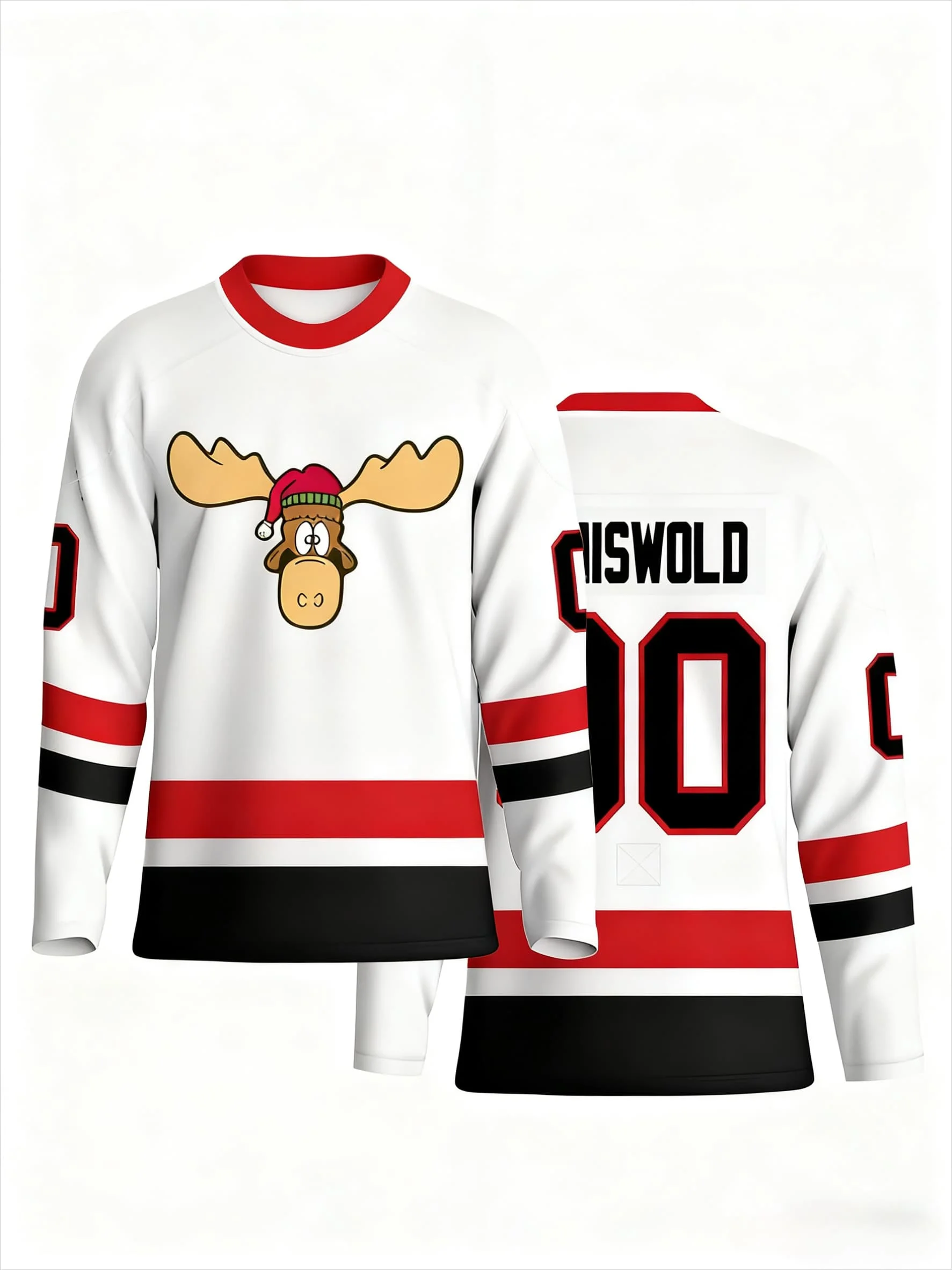 Mighty Ducks _Conway 96_ Hockey Jersey - Orange with Teal & Black Stripes Cartoon Duck Logo Stylish Athletic Fan Jersey Fashion