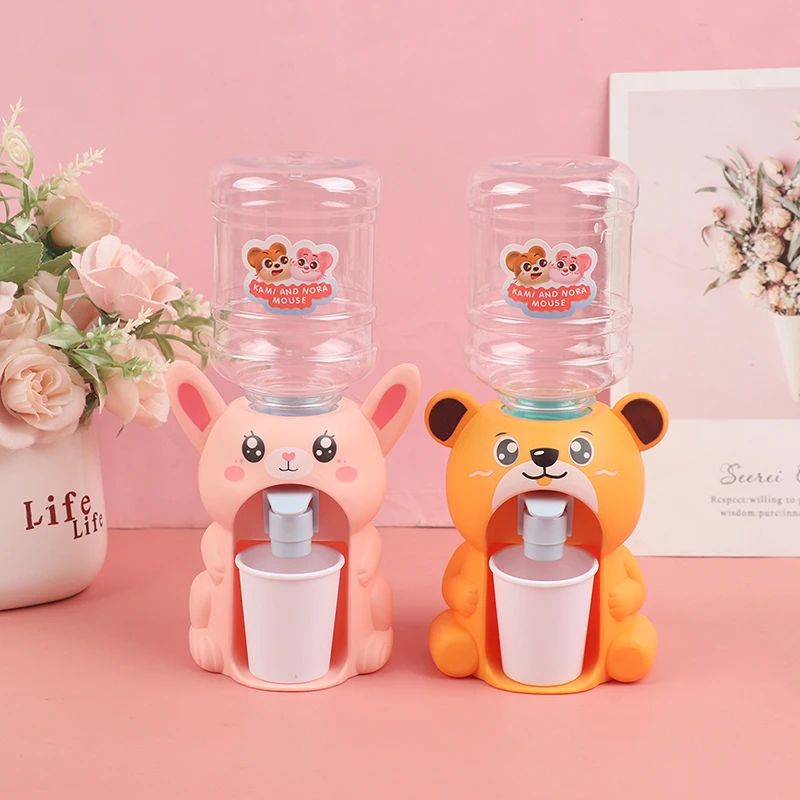 Mini Water Dispenser for Children Kids Gift Cute Cold/Warm Water Juice Milk Drinking Fountain Simulation Cartoon Pig Kitchen Toy