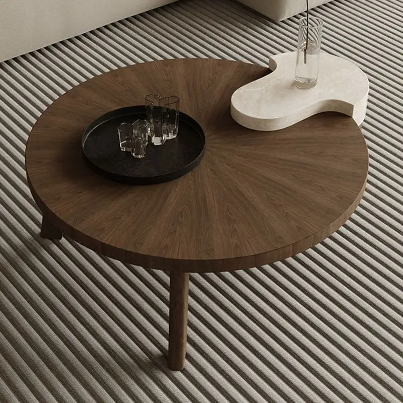 Round coffee table, fashionable light luxury, living room combination
