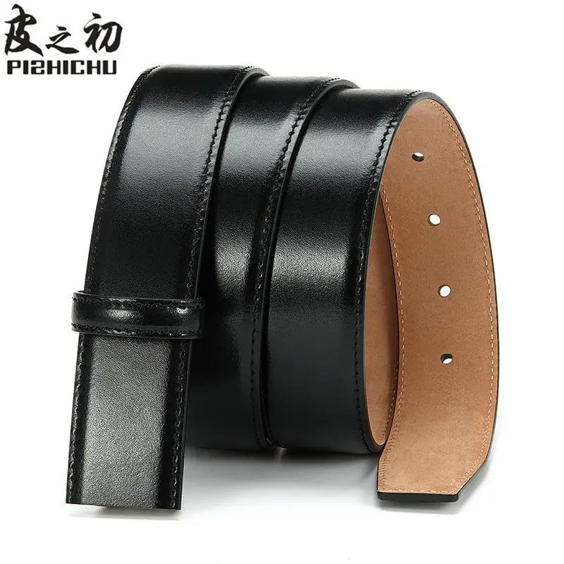 

3.5cm No Head Genuine Leather Men's Belt - Ferragamo Pin Buckle, Full-Grain Leather, Business Casual Style