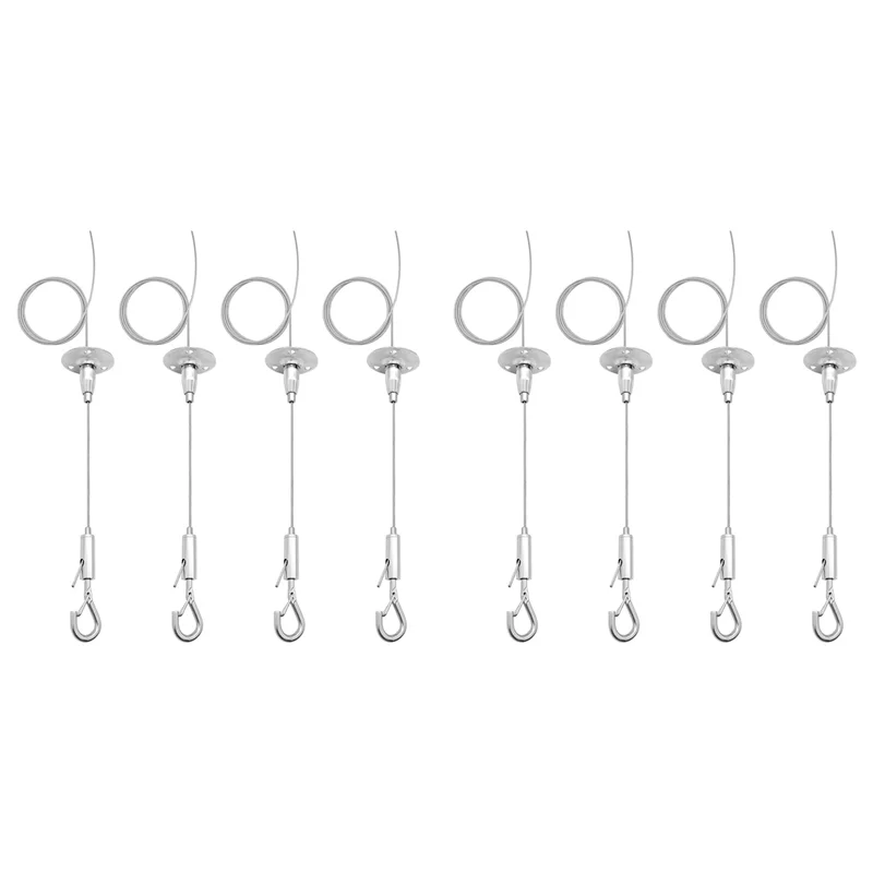 

A26F-8 Pack 6Ft Ceiling Sign Hanger Wire Kit, 2M Adjustable Suspension Hanging Cable Wire With Hook Wall Mount Cable