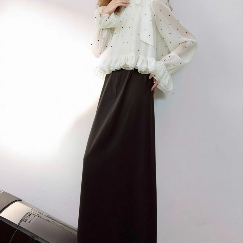 Lotus Leaf Edge Polka Dot Shirt 2026 Spring New Item, Niche Age Reducing Long Sleeved Top, Women's Design Sense