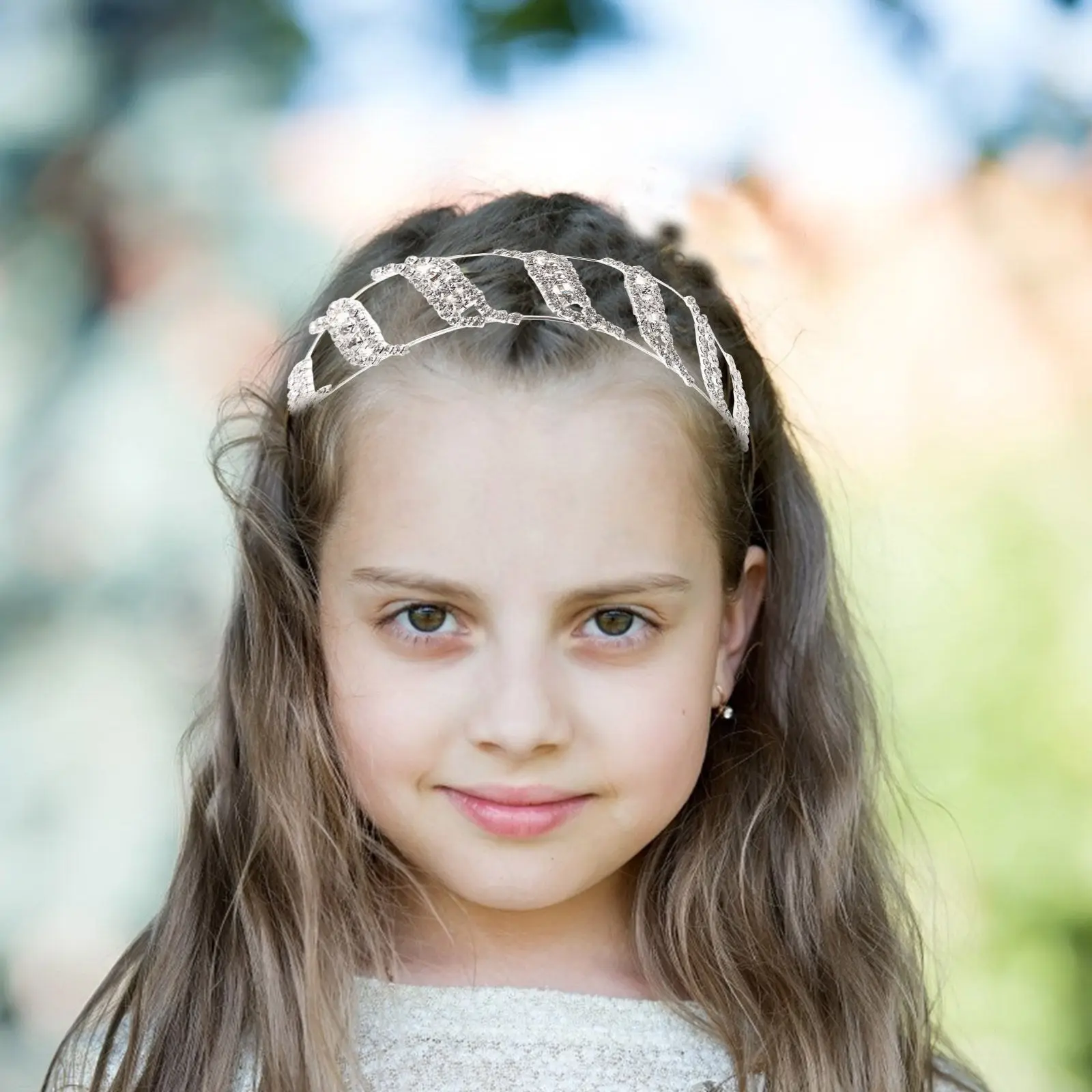 2Pcs Rhinestone Jeweled Headbands Kids Women Crystal Hairbands Tight-Fit Comfortable Non-Slip Hair Styling for Wedding Party