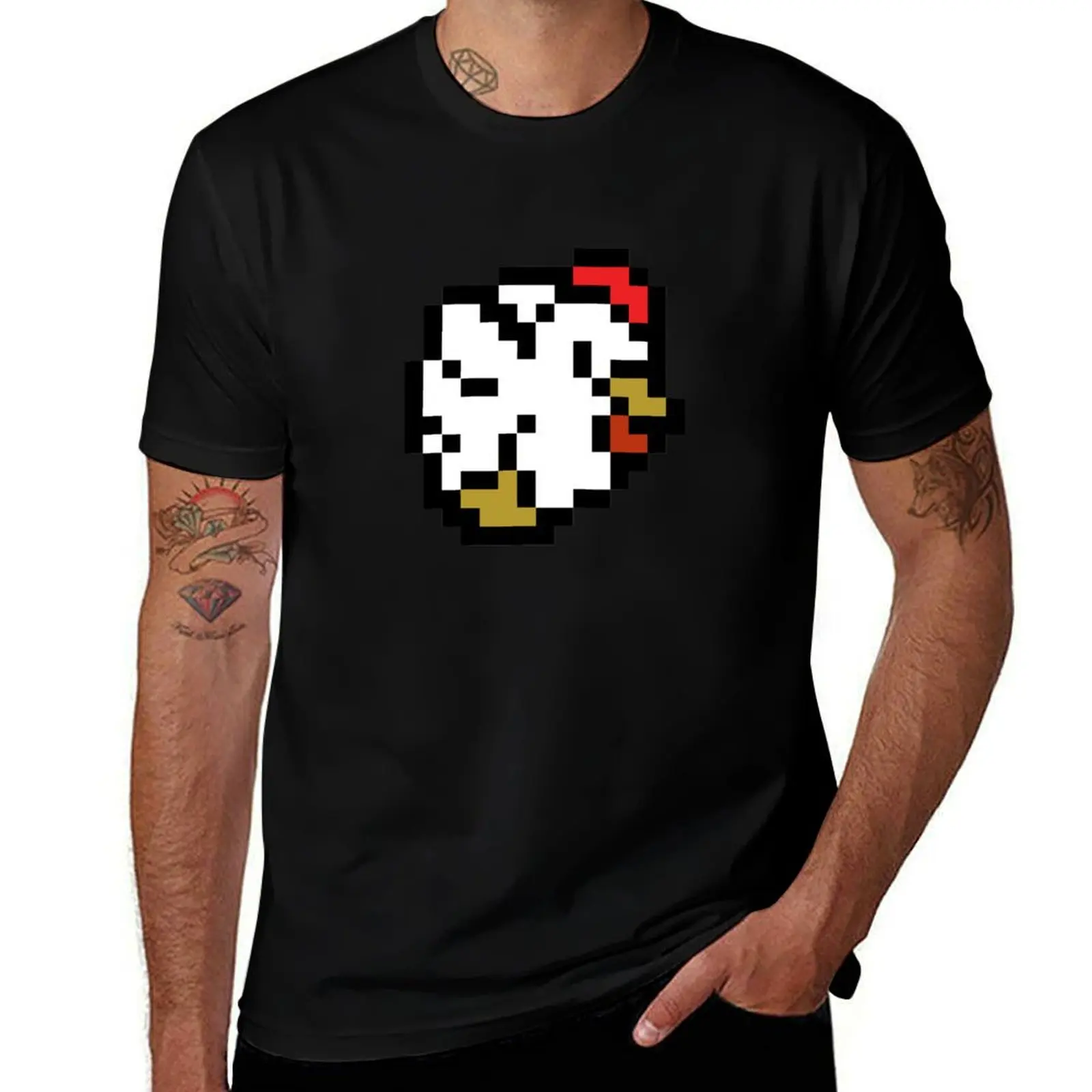 

/ man / (8-bit Pixelated) 16-bit casual T-Shirt man t shirt T-Shirt 100% t cotton shirts Chicken