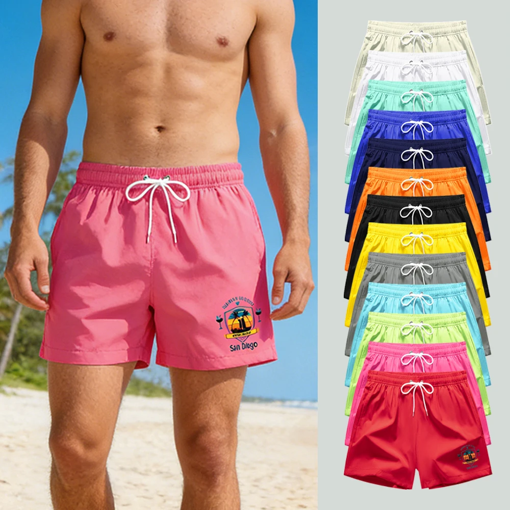 

Летние мужские быстросохнущие пляжные шорты для серфинга с эластичным поясом на шнурке, сетчатой подкладкой и карманами, с принтом "SURFING IS LIFE STYLE"