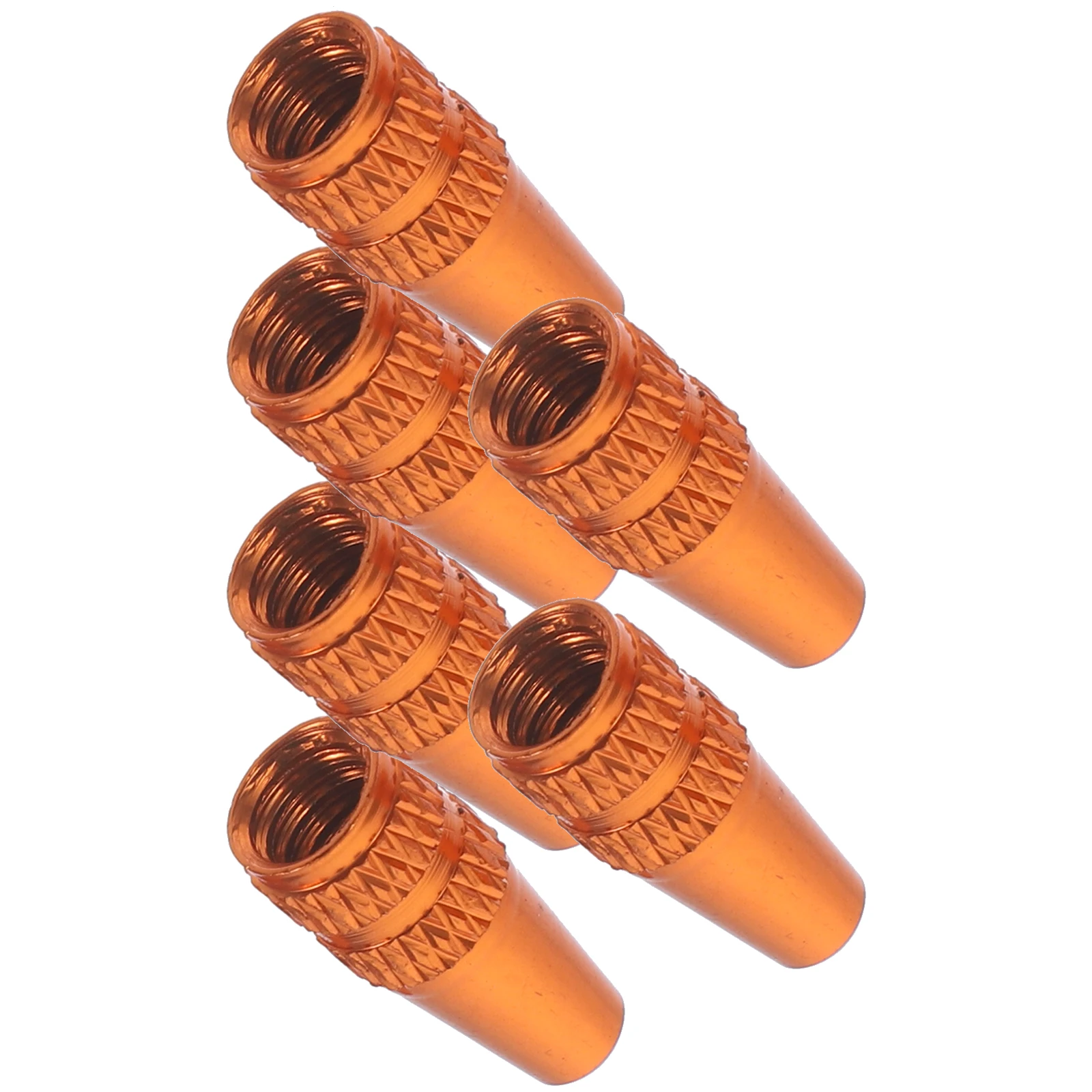 6 pcs Aluminum Alloy Bike Valve Caps Orange Anodized Anti-Rust Tire Air Caps For Mountain Road Bicycle Dust Proof Sealing