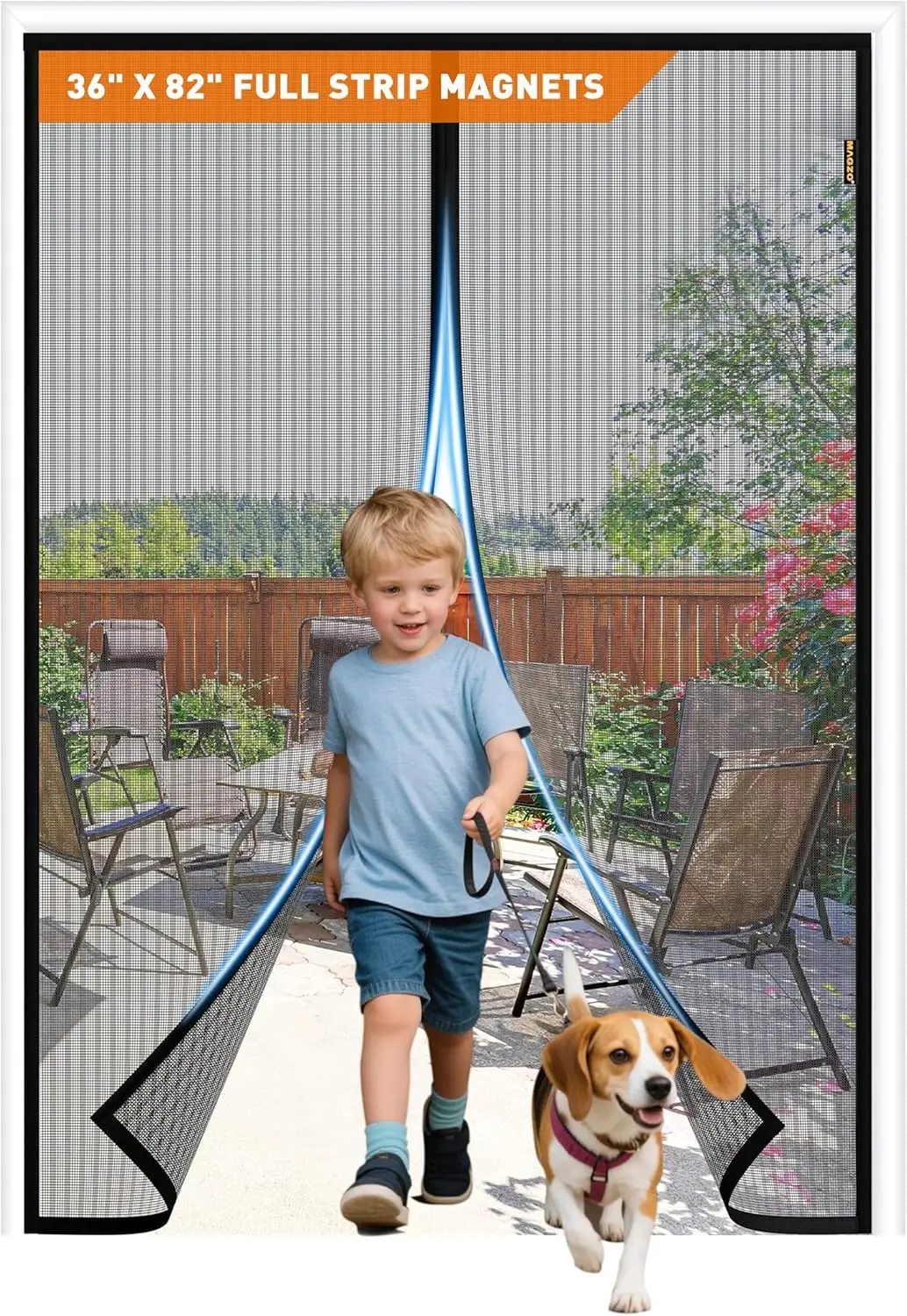 

Magnetic Screen Door with Full Strip Magnets, Fit Door Size 36 x 82 Inch, Screen Size 38" x 83" Magnets Net with Full Frame H