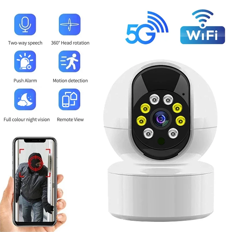 5G Wifi Security Protection Video Surveillance IP Camera Inteligente Motion Detector Audio Recorder 360° Rotate Wireless Cam New