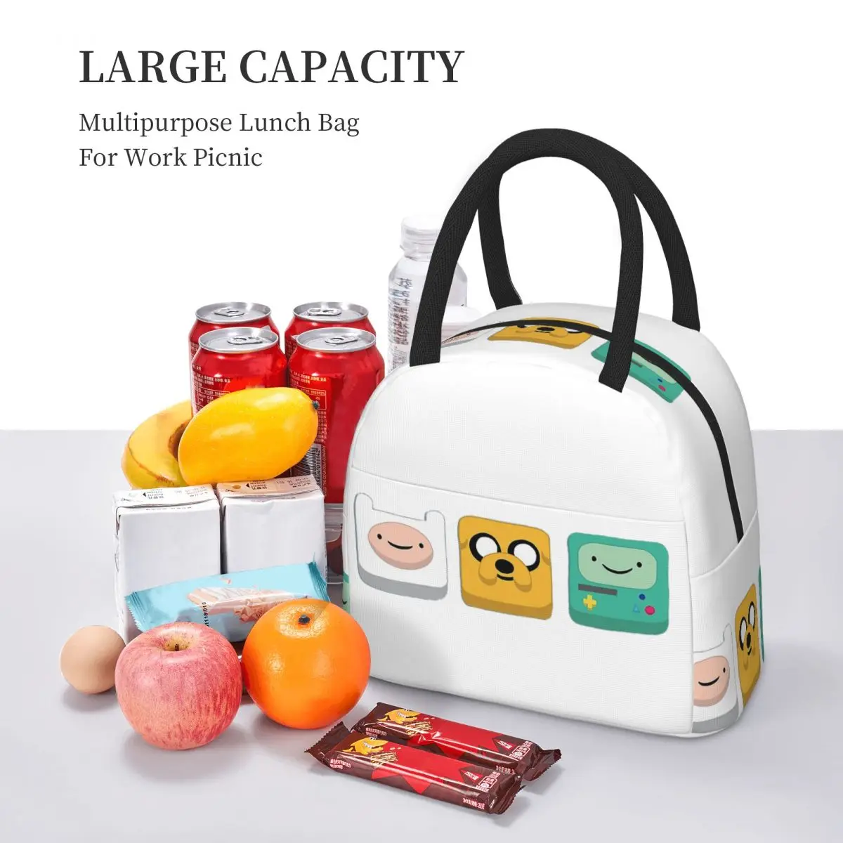 حقيبة غداء معزولة من جيك، فين آند بي إم او للنساء والأطفال، صناديق طعام محمولة، حقيبة غداء حرارية #5