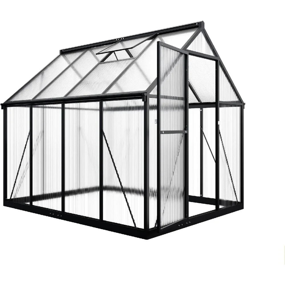 

6x7.5 FT Greenhouse for Outdoors, Polycarbonate Greenhouse with Quick Setup Structure and Roof Vent