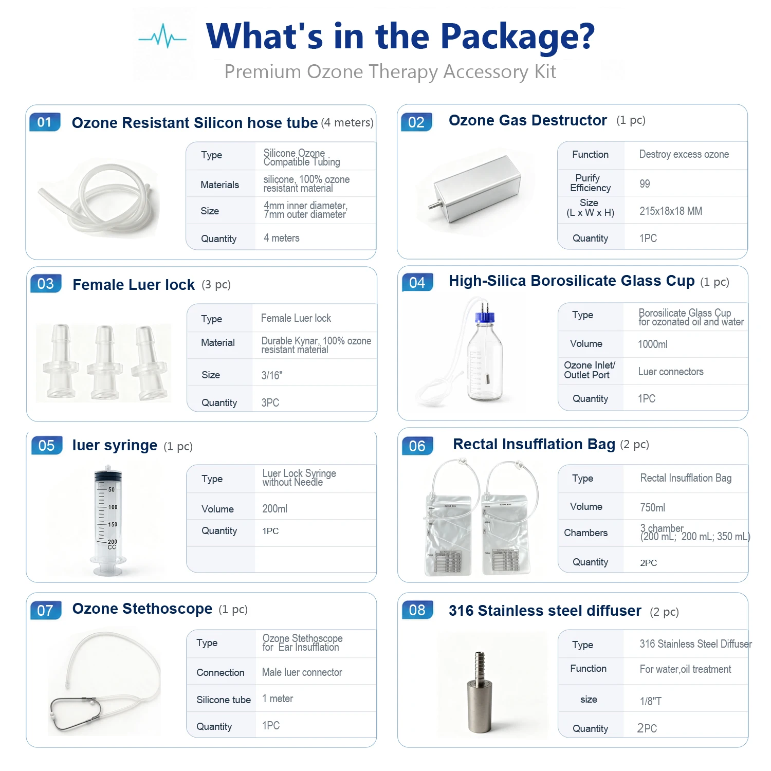 O3 Premium Ozone Accessory Kit for Ozone Machine