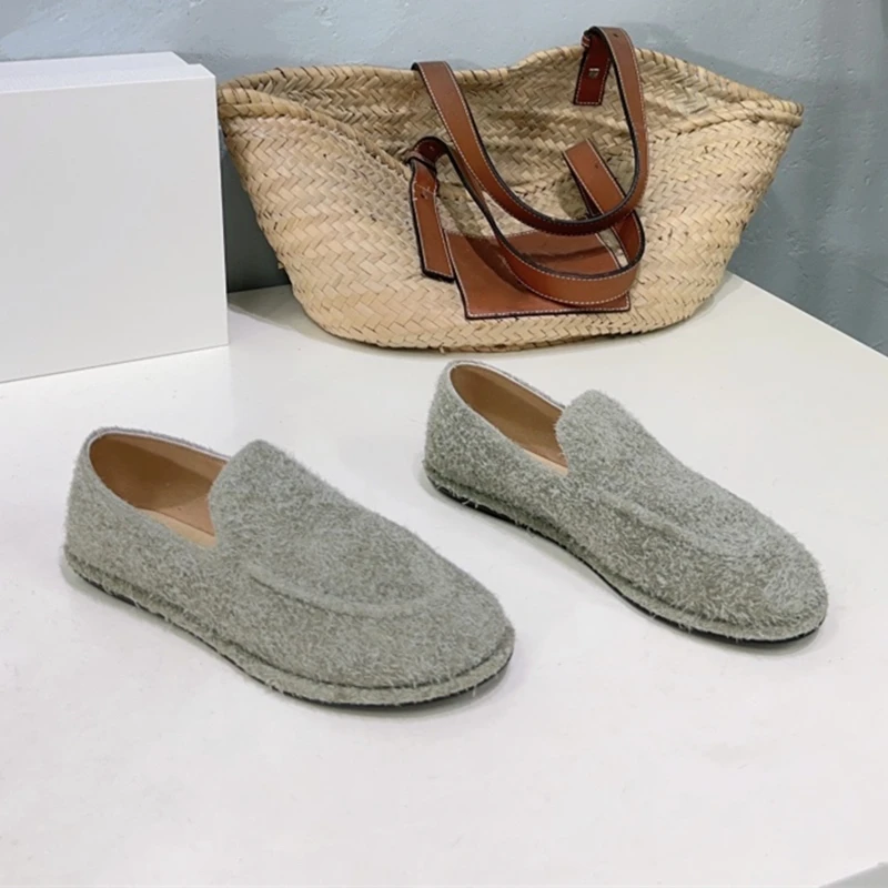 

Women's New casual shoes flat shoes Leisure Design rubber outsole Solid color Fur material Comfortable casual