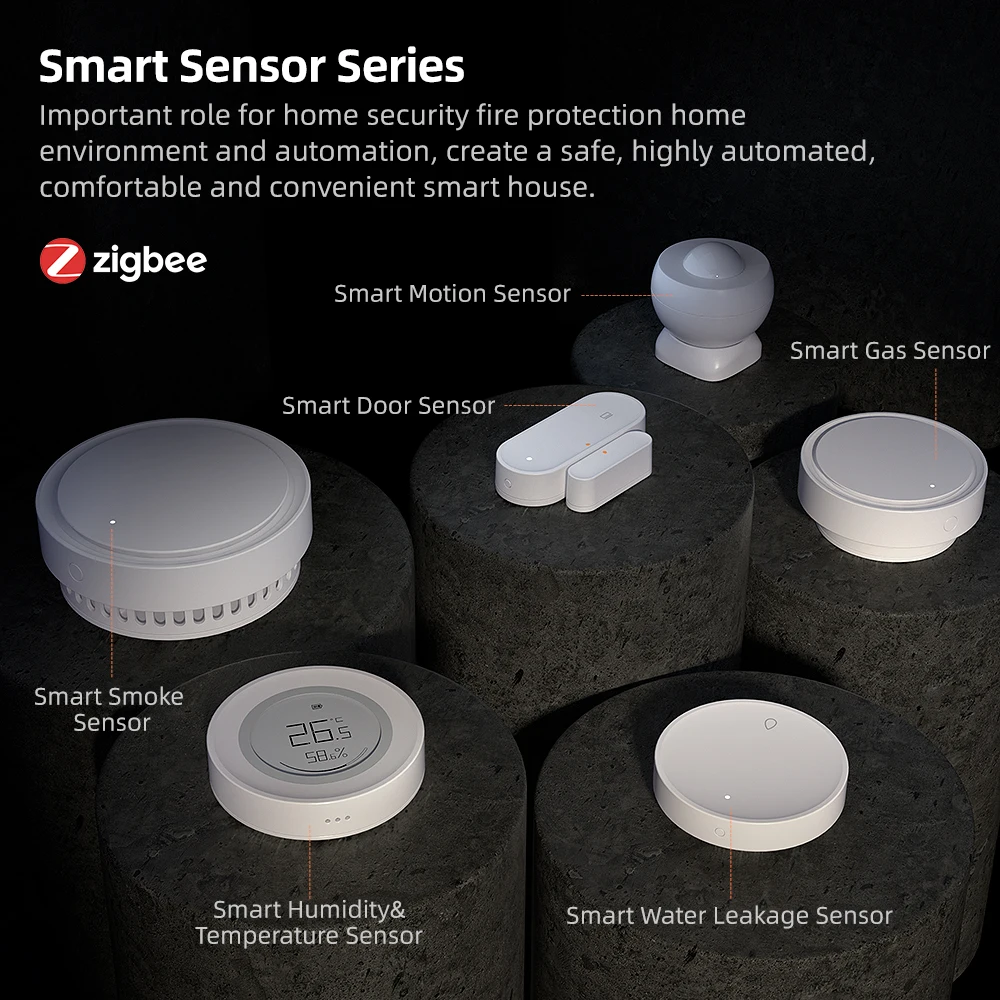 AVATTO Tuya Zigbee Smart Temperature Humidity Sensor E-ink Screen Indoor Controller Monitoring Work with Alexa Google Home