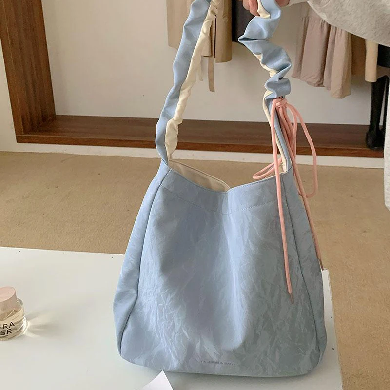 

Fashion Bag Women Summer New Large Capacity Versatile Commute Splicing One Shoulder Bags Blue High-Class Soft Crossbody Bag