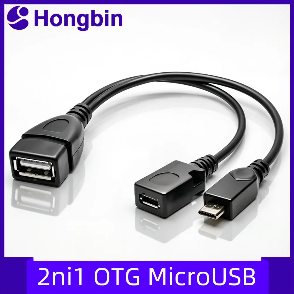 Adaptador USB 2 en 1 OTG Micro USB Host Power Y Splitter, Cable USB a Micro 5 Pines Macho y Hembra para Fire TV 3 o Fire Stick de 2.ª Generación