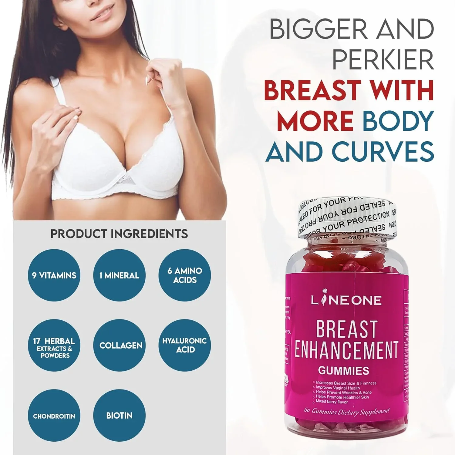 1 bottle of breast gummies to boost immunity promote fat metabolism beautify the skin provide health food