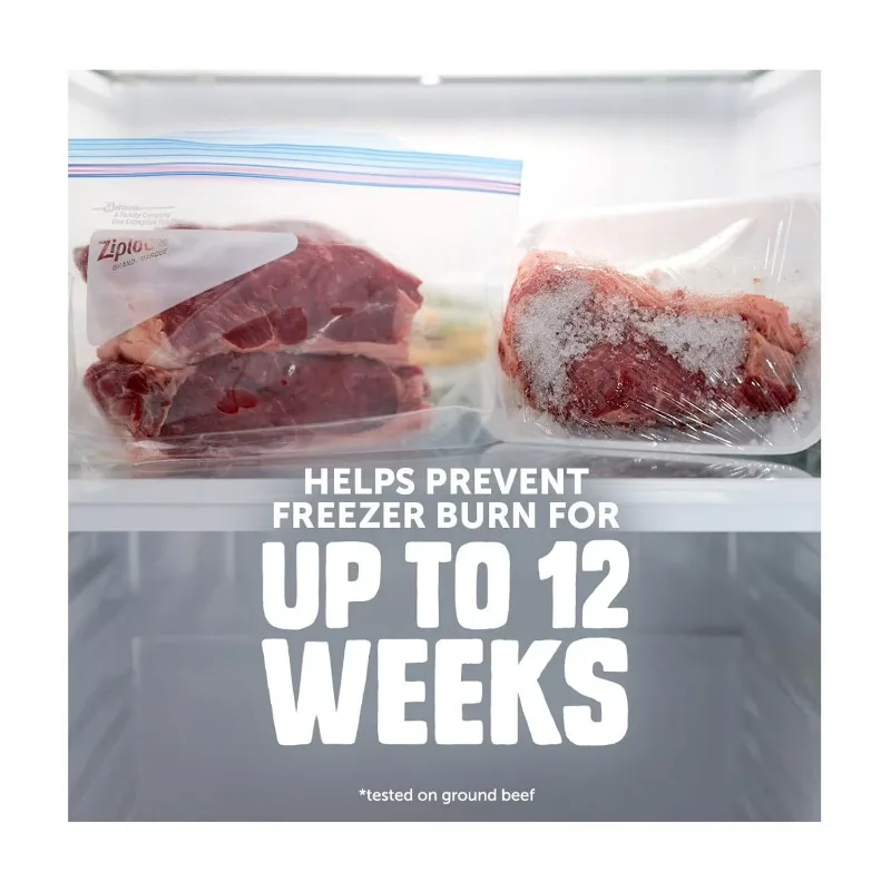Brand Freezer Half Gallon Food Storage Bags, Grip 'n Seal Technology, Zipper, 40 Count