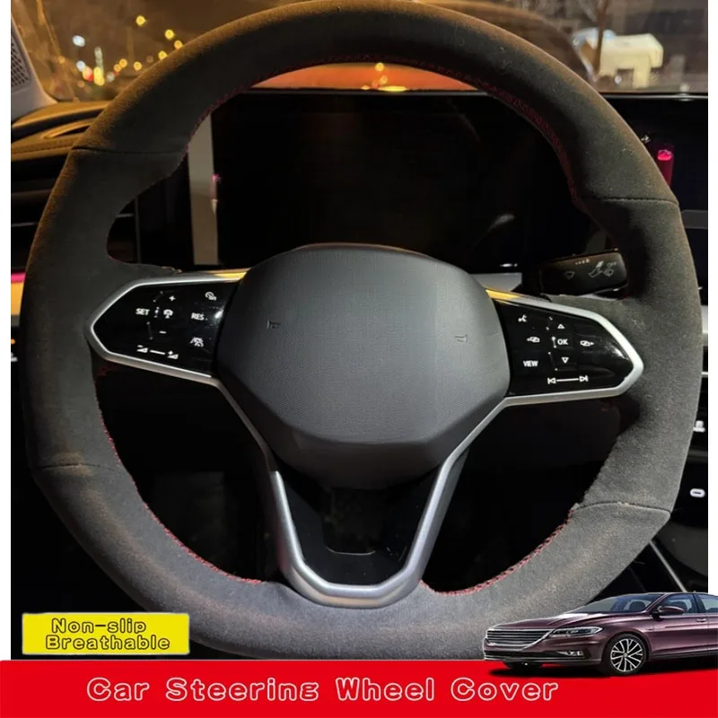 

Custom Hand Sewing Suede Leather Car Steering Wheel Cover For Volkswagen Atlas Golf 8 Mk8 Jetta Passat B9 Tiguan Sharan