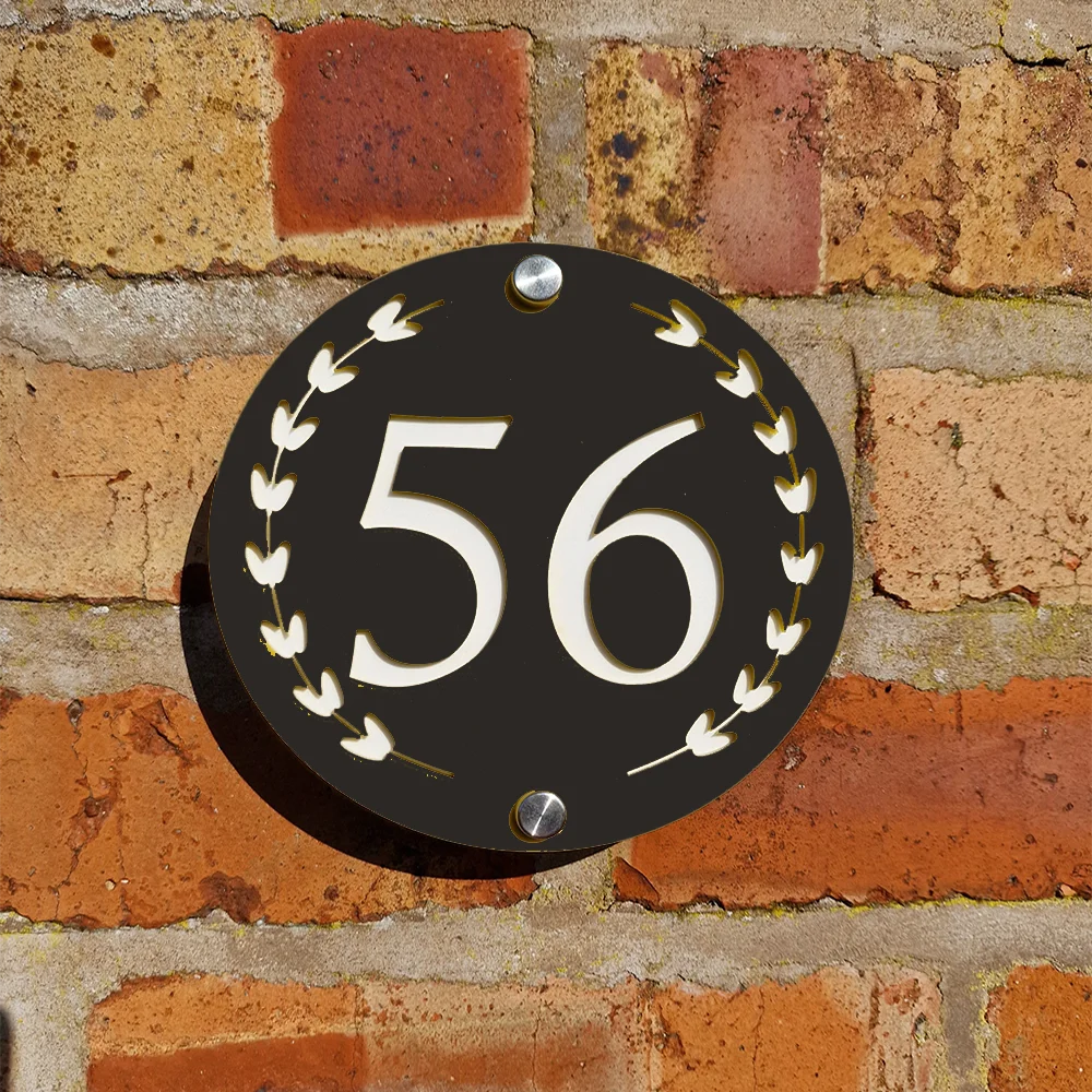 Custom Double-Layer Colored Acrylic House Number Sign Personalized 3D Address Plaque for Outdoor Wall Room Name Flower Plate
