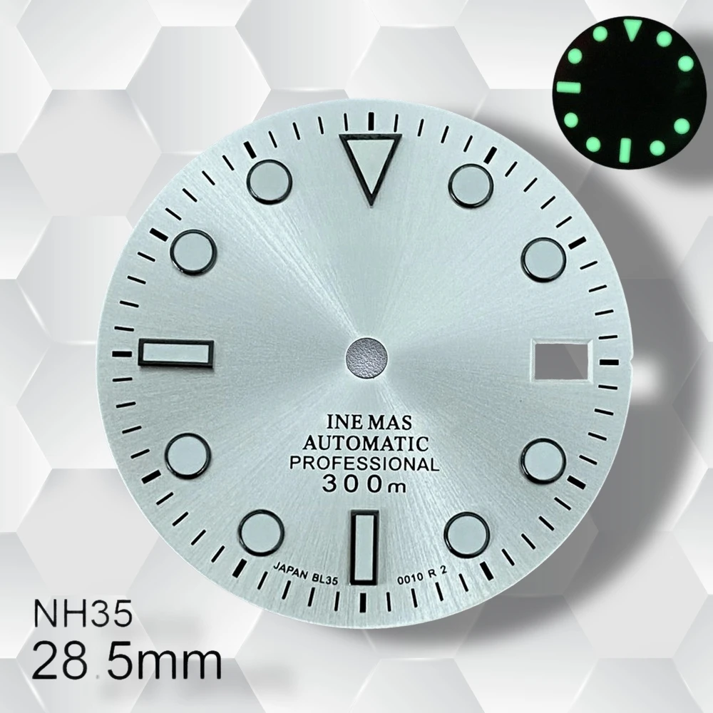 28.5mm S Logo SUB Wijzerplaat Geschikt voor NH35/NH36/4R/7S Beweging Groene Lichtgevende Sunburst wijzerplaat Horloge Modificatie Accessoires