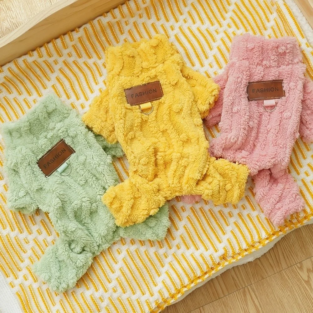 Nuevo Mono de Forro Polar Rosa Verde Amarillo, Suéter de Invierno Cálido y Acogedor para Gatos, Ropa Transpirable y Fácil de Usar para Mascotas, Ropa de Interior