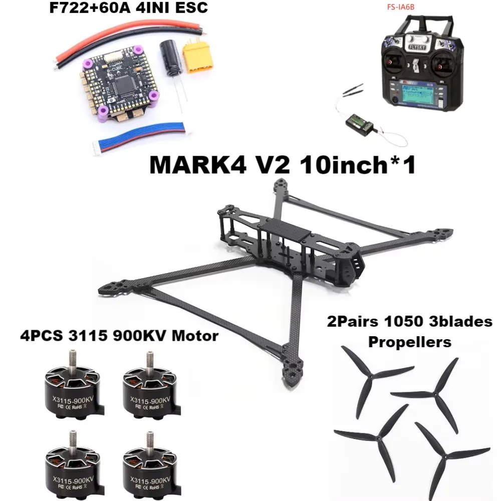 

HotRC MARK4 V2 8/9/10inch F722 Flight Control 45/60A 4INI ESC rack drone FPV carbon fiber PV Racing Drone Quadcopter Freestyle