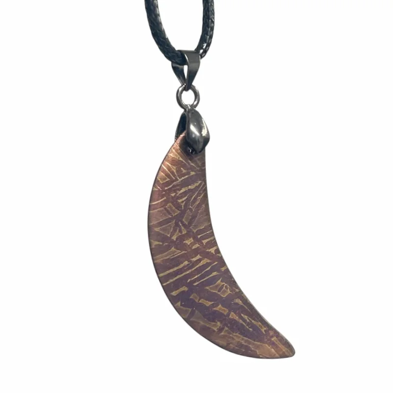 Genuine Muonionalusta Meteorite Moon‑Shaped Blued Pendant Outer Space Mineral Necklace Gift for Meteorite Collection LK502