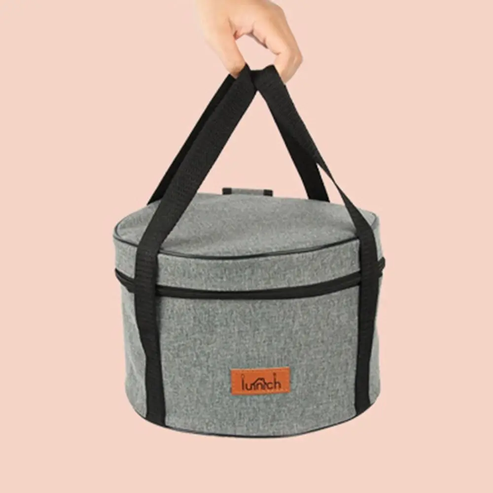 

Round Camping Storage Bag Portable Cookware Cookware Handbag Thermal Bag for Lunch Foldable Picnic Basket Barrel Insulated Bags