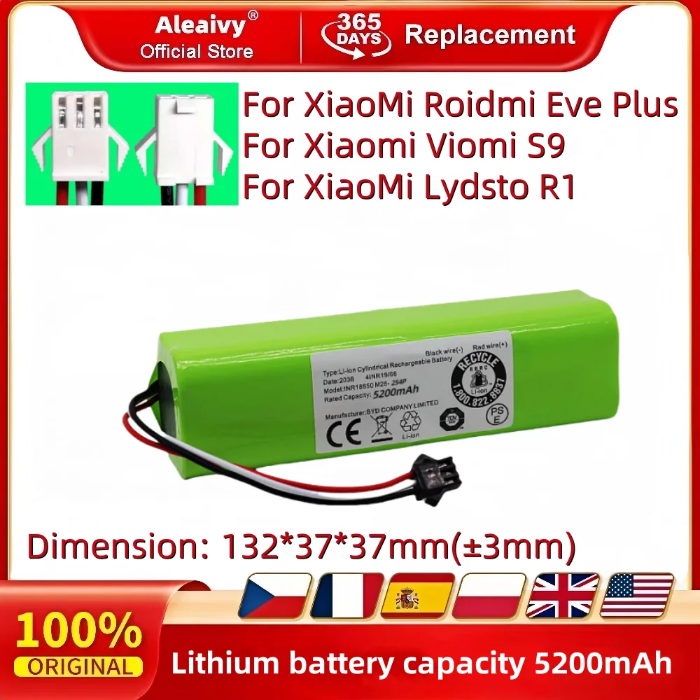 

Original For Xiaomi Lydsto R1 Rechargeable Li-ion Battery: 5200mAh Battery Pack for Robot Vacuum Cleaner R1