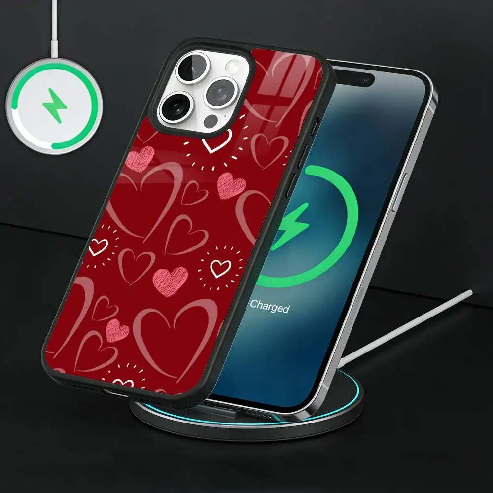 Bowknot Heart Phone Case For iPhone17,16,15,14,13 Plus,Pro Max Magnetic For Magsafe Wireless Charging