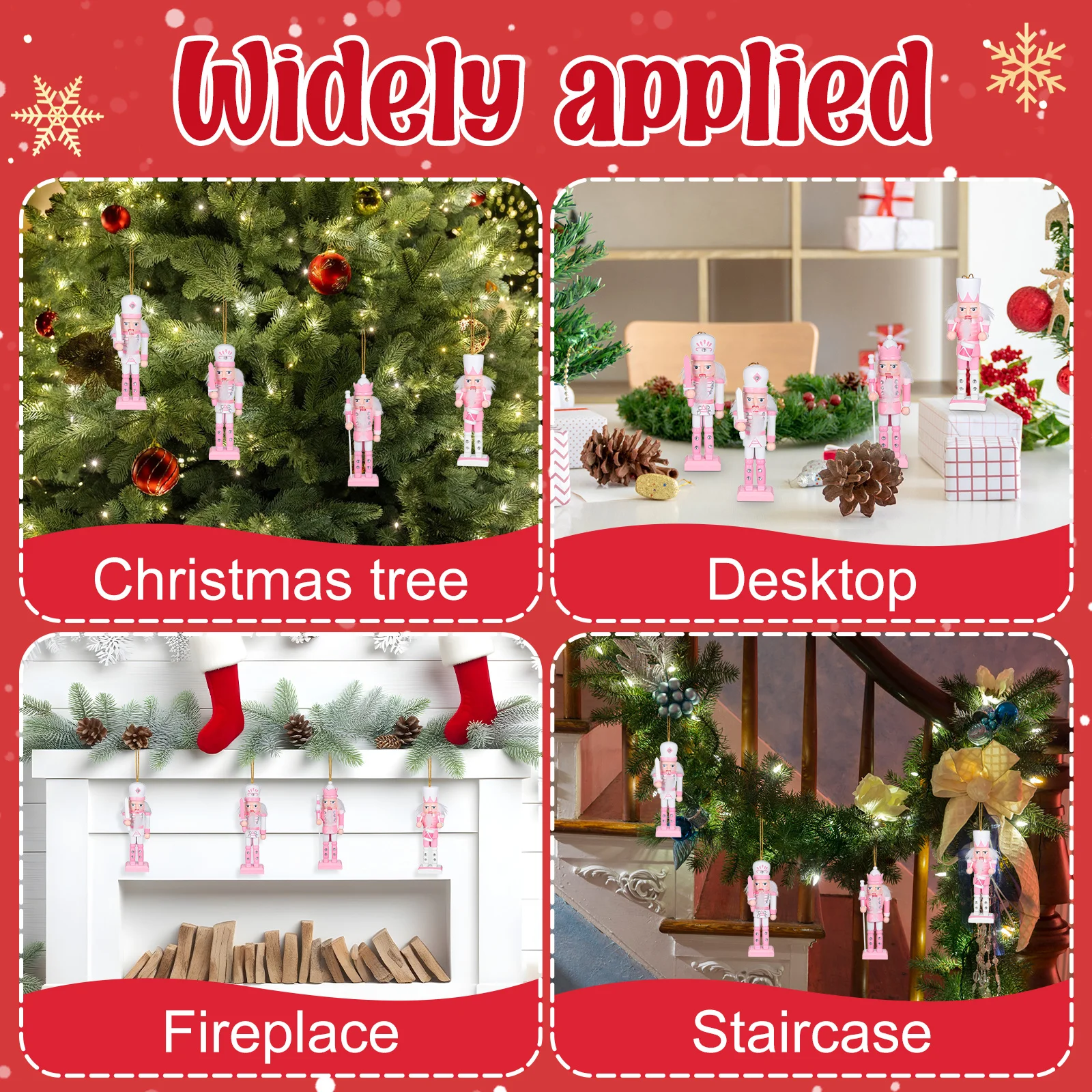 4 قطعة زينة كسارة البندق لعيد الميلاد قلادة خشبية لسطح المكتب خزانة الطاولة عيد الميلاد عطلة ديكور حديقة المنزل مجموعة #5